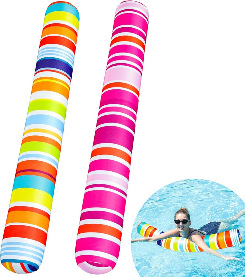 FindUWill Inflatable Swim Pool Noodles, 2 Pack Soft Fabric Covered Large Swim Noodles, Premium Buoyancy for Swimming Floating, Pool Floats Toys for Adults Pool Accessories - Image 1